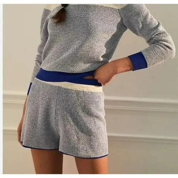 Anthropologie, New, Maeve Posey Cobalt Stripe Sweater Knit Shorts, Size XL - Picture 4 of 11